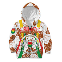 Burkina Faso Kid Hoodie with Brown White Yellow Abstract Design - Wonder Print Shop