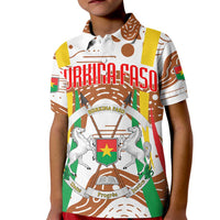 Burkina Faso Kid Polo Shirt with Brown White Yellow Abstract Design - Wonder Print Shop