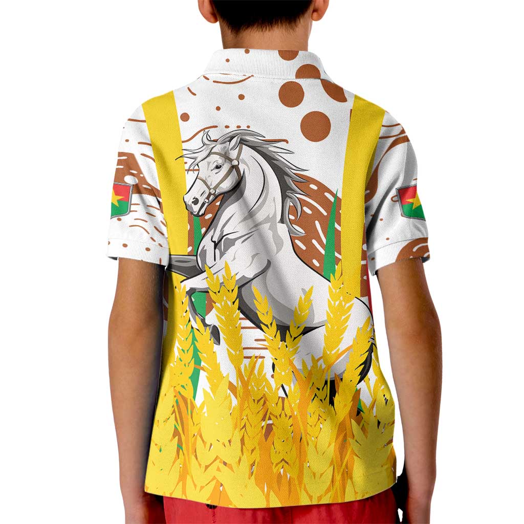 Burkina Faso Kid Polo Shirt with Brown White Yellow Abstract Design - Wonder Print Shop