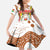 Burkina Faso Kid Short Sleeve Dress with Brown White Yellow Abstract Design - Wonder Print Shop