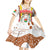 Burkina Faso Kid Short Sleeve Dress with Brown White Yellow Abstract Design - Wonder Print Shop