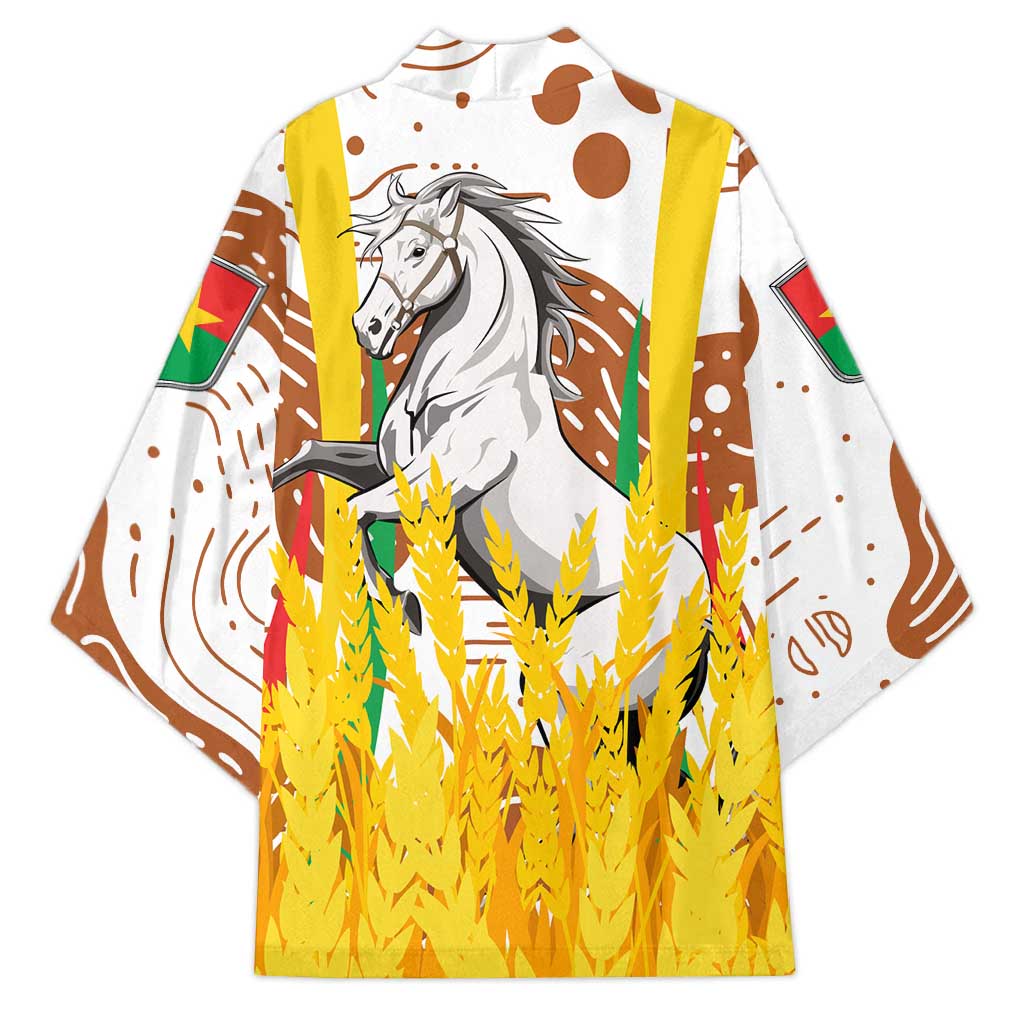 Burkina Faso Kimono with Brown White Yellow Abstract Design - Wonder Print Shop