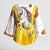 Burkina Faso Kimono Sleeve Blouse with Brown White Yellow Abstract Design - Wonder Print Shop