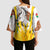 Burkina Faso Kimono Sleeve Blouse with Brown White Yellow Abstract Design - Wonder Print Shop
