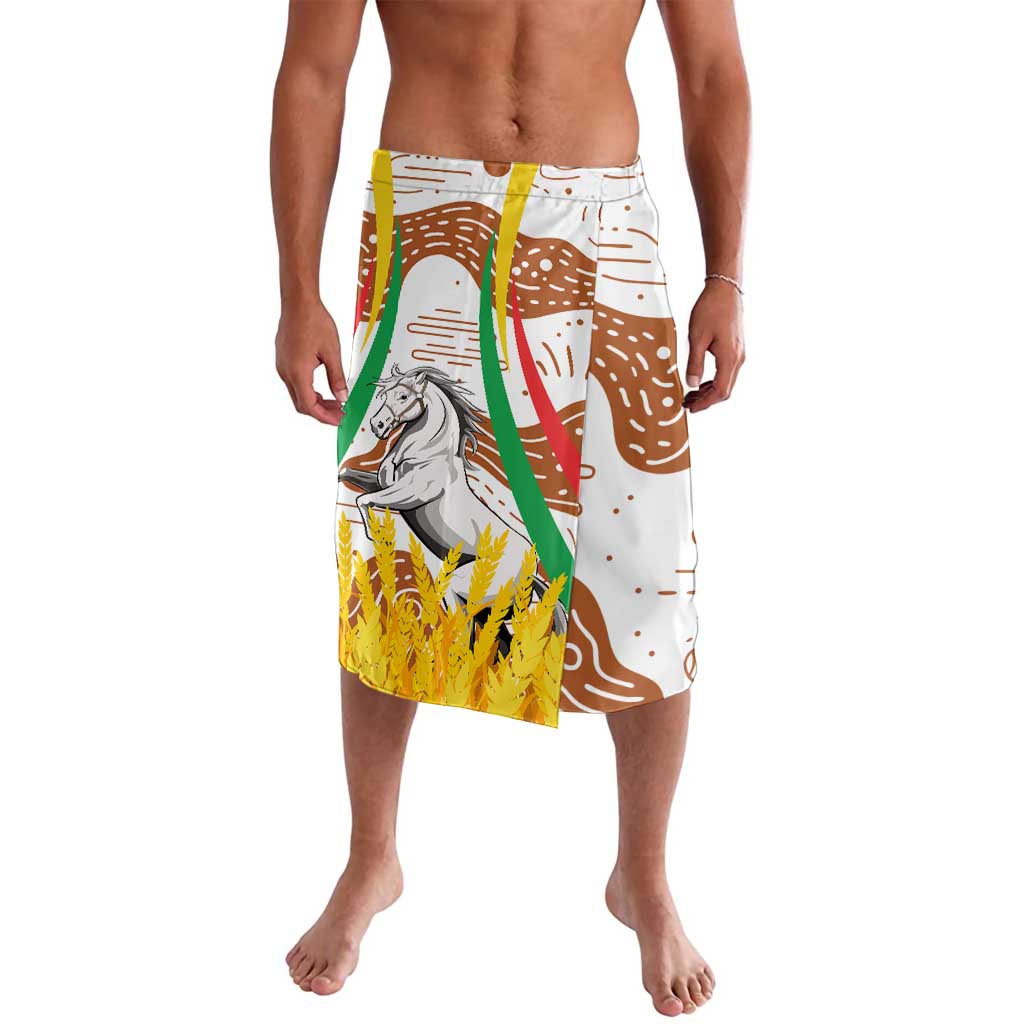 Burkina Faso Lavalava with Brown White Yellow Abstract Design - Wonder Print Shop
