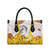 Burkina Faso Leather Bag with Brown White Yellow Abstract Design - Wonder Print Shop