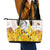 Burkina Faso Leather Tote Bag with Brown White Yellow Abstract Design - Wonder Print Shop