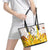 Burkina Faso Leather Tote Bag with Brown White Yellow Abstract Design - Wonder Print Shop
