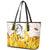 Burkina Faso Leather Tote Bag with Brown White Yellow Abstract Design - Wonder Print Shop