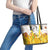 Burkina Faso Leather Tote Bag with Brown White Yellow Abstract Design - Wonder Print Shop
