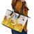 Burkina Faso Leather Tote Bag with Brown White Yellow Abstract Design - Wonder Print Shop
