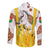 Burkina Faso Long Sleeve Button Shirt with Brown White Yellow Abstract Design - Wonder Print Shop