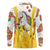 Burkina Faso Long Sleeve Polo Shirt with Brown White Yellow Abstract Design - Wonder Print Shop