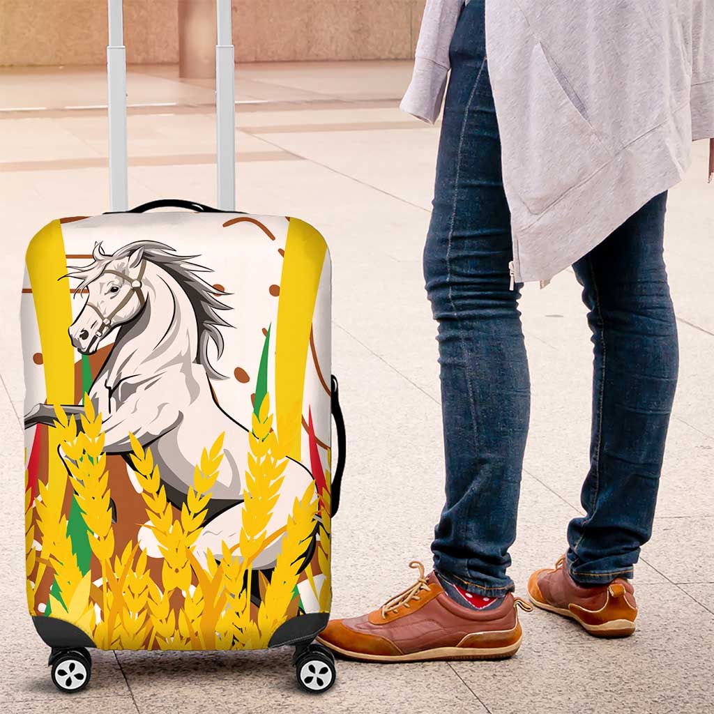 Burkina Faso Luggage Cover with Brown White Yellow Abstract Design - Wonder Print Shop