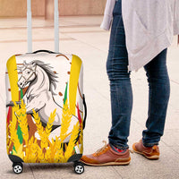 Burkina Faso Luggage Cover with Brown White Yellow Abstract Design - Wonder Print Shop