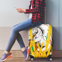 Burkina Faso Luggage Cover with Brown White Yellow Abstract Design - Wonder Print Shop