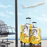 Burkina Faso Luggage Cover with Brown White Yellow Abstract Design - Wonder Print Shop