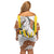 Burkina Faso Off Shoulder Short Dress with Brown White Yellow Abstract Design - Wonder Print Shop