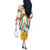 Burkina Faso Off The Shoulder Long Sleeve Dress with Brown White Yellow Abstract Design - Wonder Print Shop