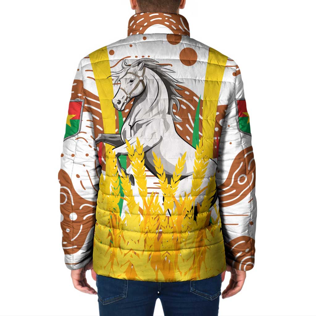 Burkina Faso Padded Jacket with Brown White Yellow Abstract Design - Wonder Print Shop