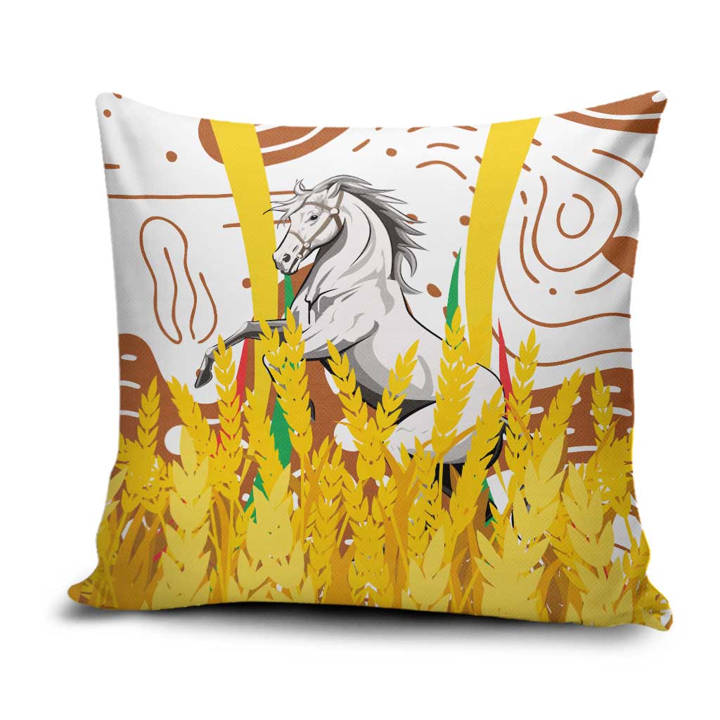 Burkina Faso Pillow Cover with Brown White Yellow Abstract Design - Wonder Print Shop