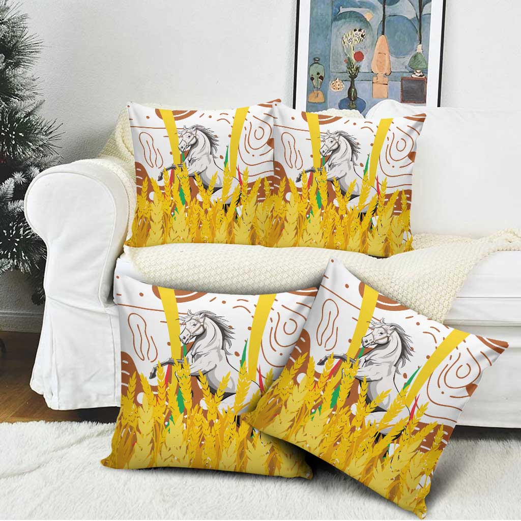Burkina Faso Pillow Cover with Brown White Yellow Abstract Design - Wonder Print Shop