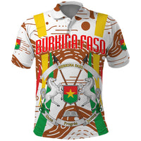 Burkina Faso Polo Shirt with Brown White Yellow Abstract Design - Wonder Print Shop