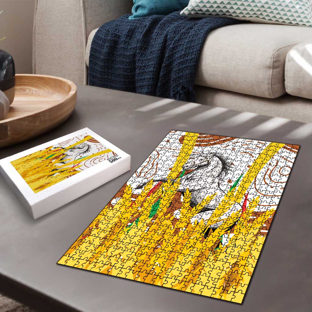 Burkina Faso Puzzle with Brown White Yellow Abstract Design - Wonder Print Shop