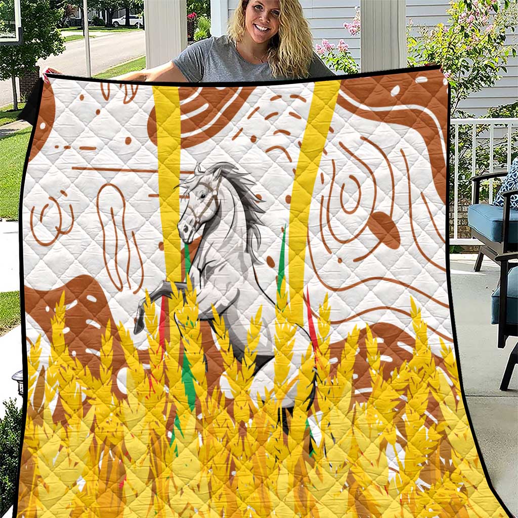 Burkina Faso Quilt with Brown White Yellow Abstract Design - Wonder Print Shop