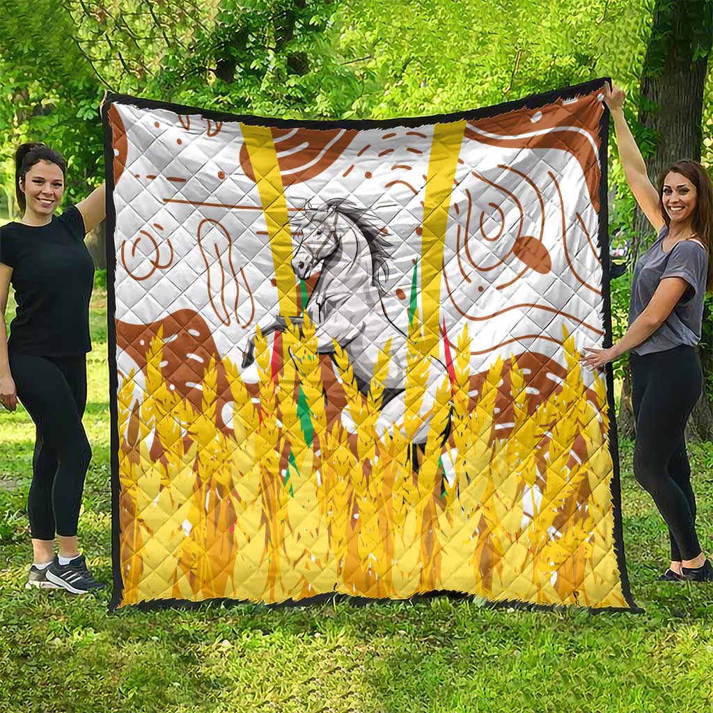 Burkina Faso Quilt with Brown White Yellow Abstract Design - Wonder Print Shop