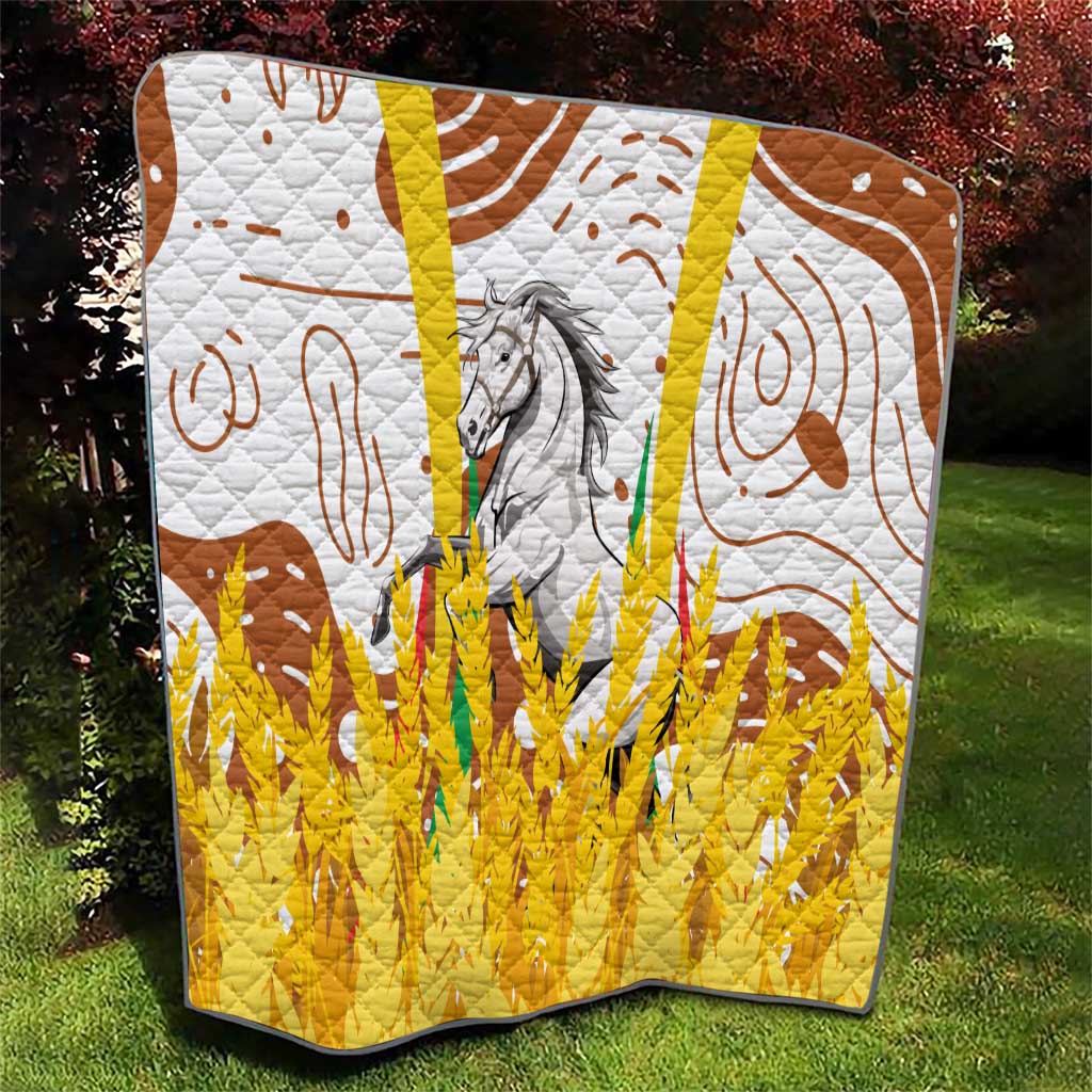 Burkina Faso Quilt with Brown White Yellow Abstract Design - Wonder Print Shop