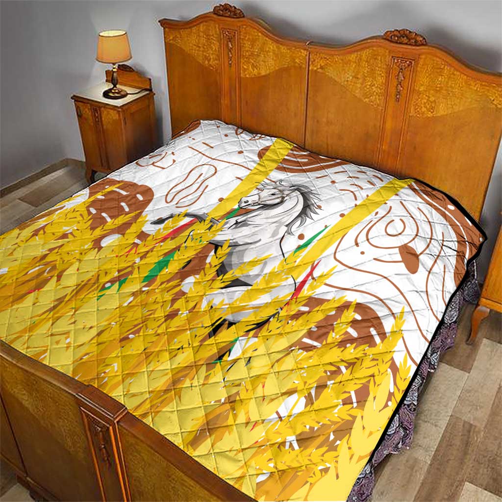Burkina Faso Quilt with Brown White Yellow Abstract Design - Wonder Print Shop