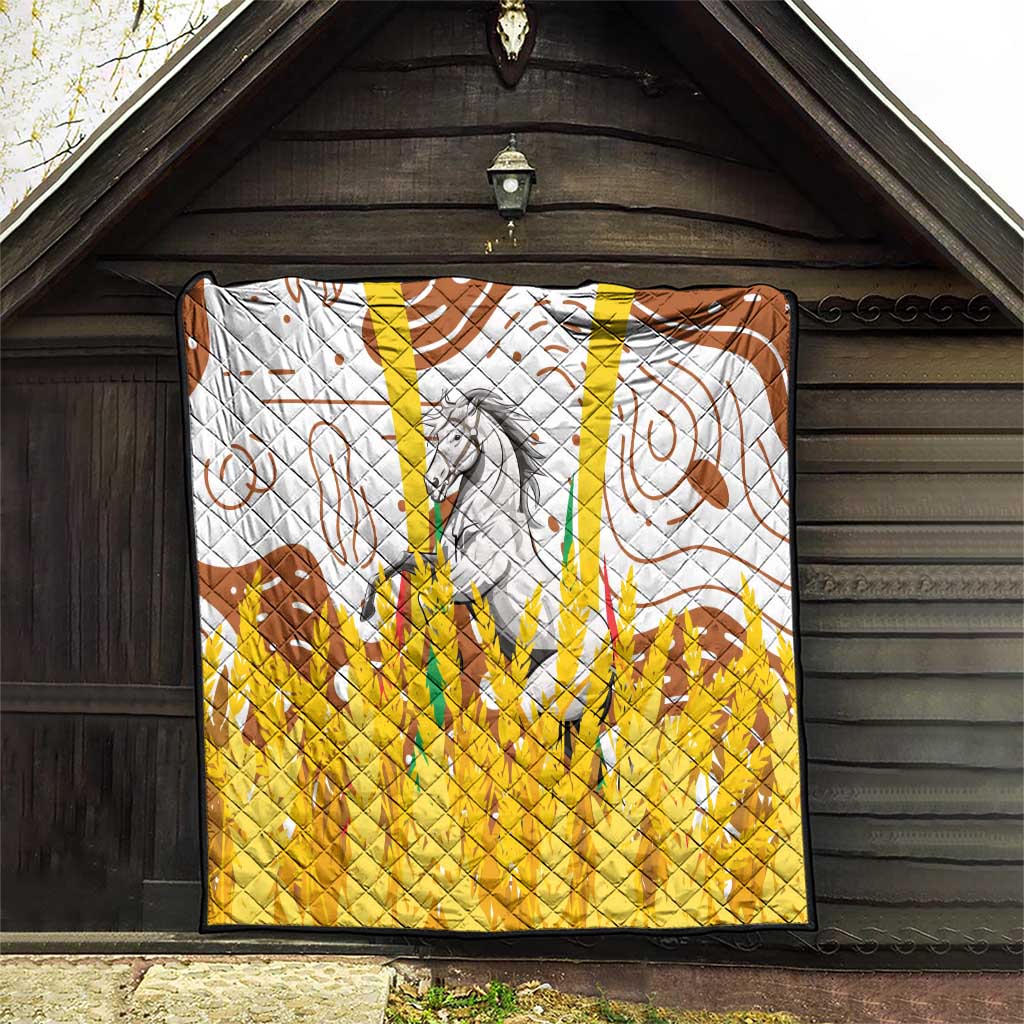 Burkina Faso Quilt with Brown White Yellow Abstract Design - Wonder Print Shop