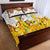 Burkina Faso Quilt Bed Set with Brown White Yellow Abstract Design - Wonder Print Shop