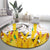 Burkina Faso Round Carpet with Brown White Yellow Abstract Design - Wonder Print Shop