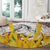 Burkina Faso Round Carpet with Brown White Yellow Abstract Design - Wonder Print Shop