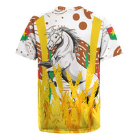 Burkina Faso Rugby Jersey with Brown White Yellow Abstract Design - Wonder Print Shop