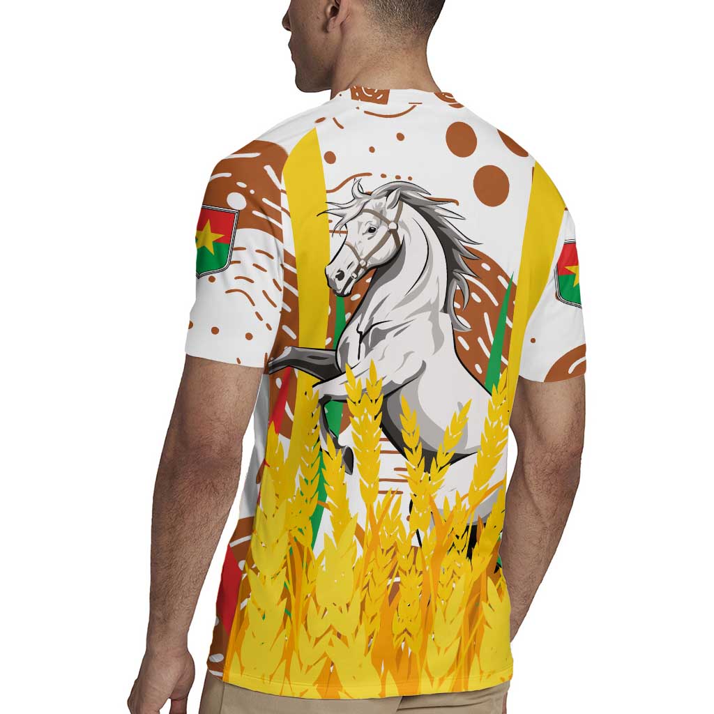 Burkina Faso Rugby Jersey with Brown White Yellow Abstract Design - Wonder Print Shop
