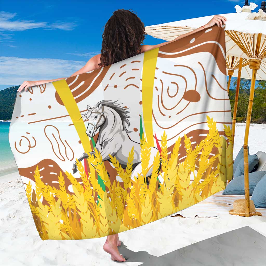 Burkina Faso Sarong with Brown White Yellow Abstract Design - Wonder Print Shop
