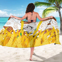 Burkina Faso Sarong with Brown White Yellow Abstract Design - Wonder Print Shop