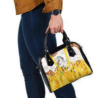 Burkina Faso Shoulder Handbag with Brown White Yellow Abstract Design - Wonder Print Shop