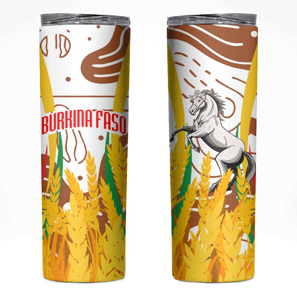 Burkina Faso Skinny Tumbler with Brown White Yellow Abstract Design - Wonder Print Shop