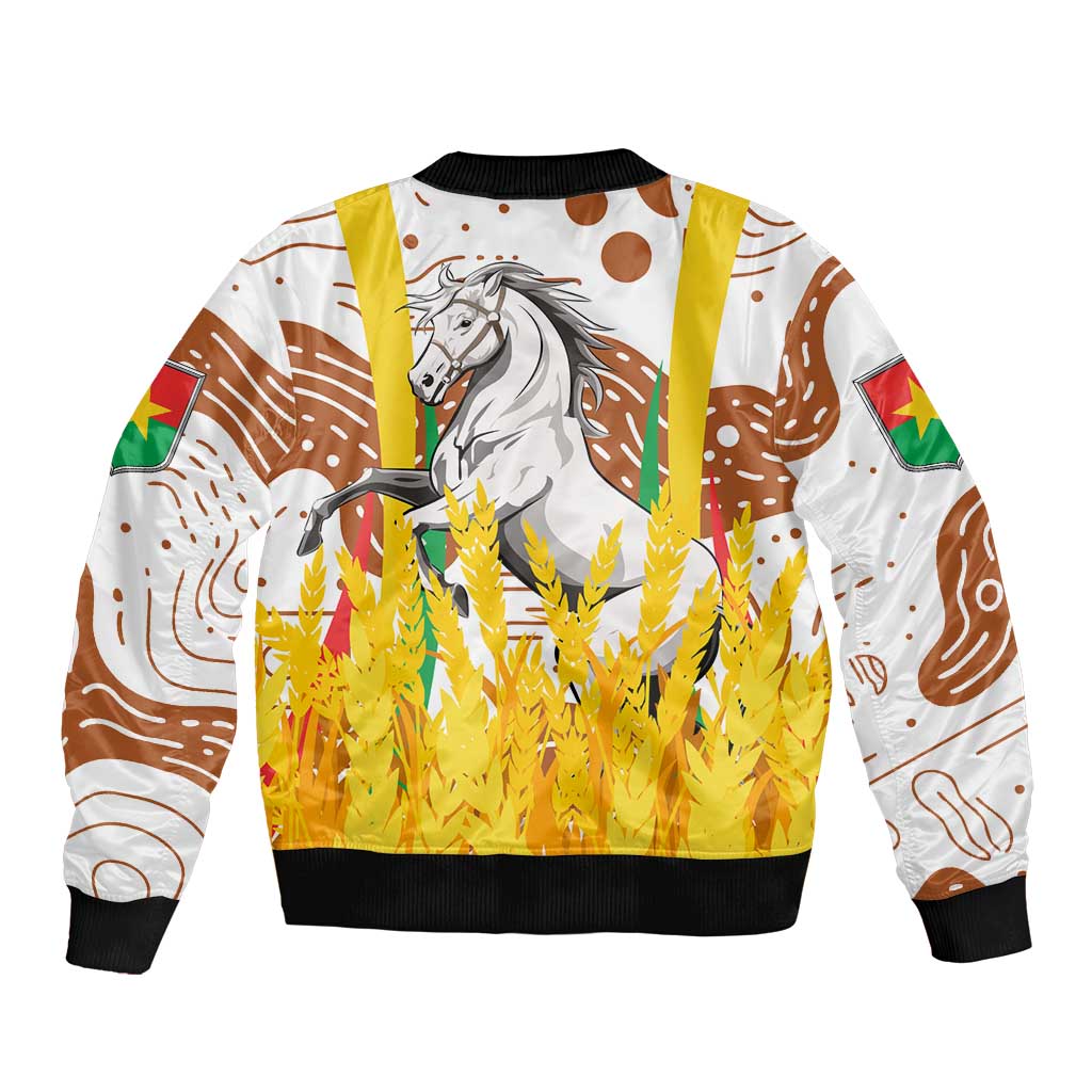Burkina Faso Sleeve Zip Bomber Jacket with Brown White Yellow Abstract Design - Wonder Print Shop