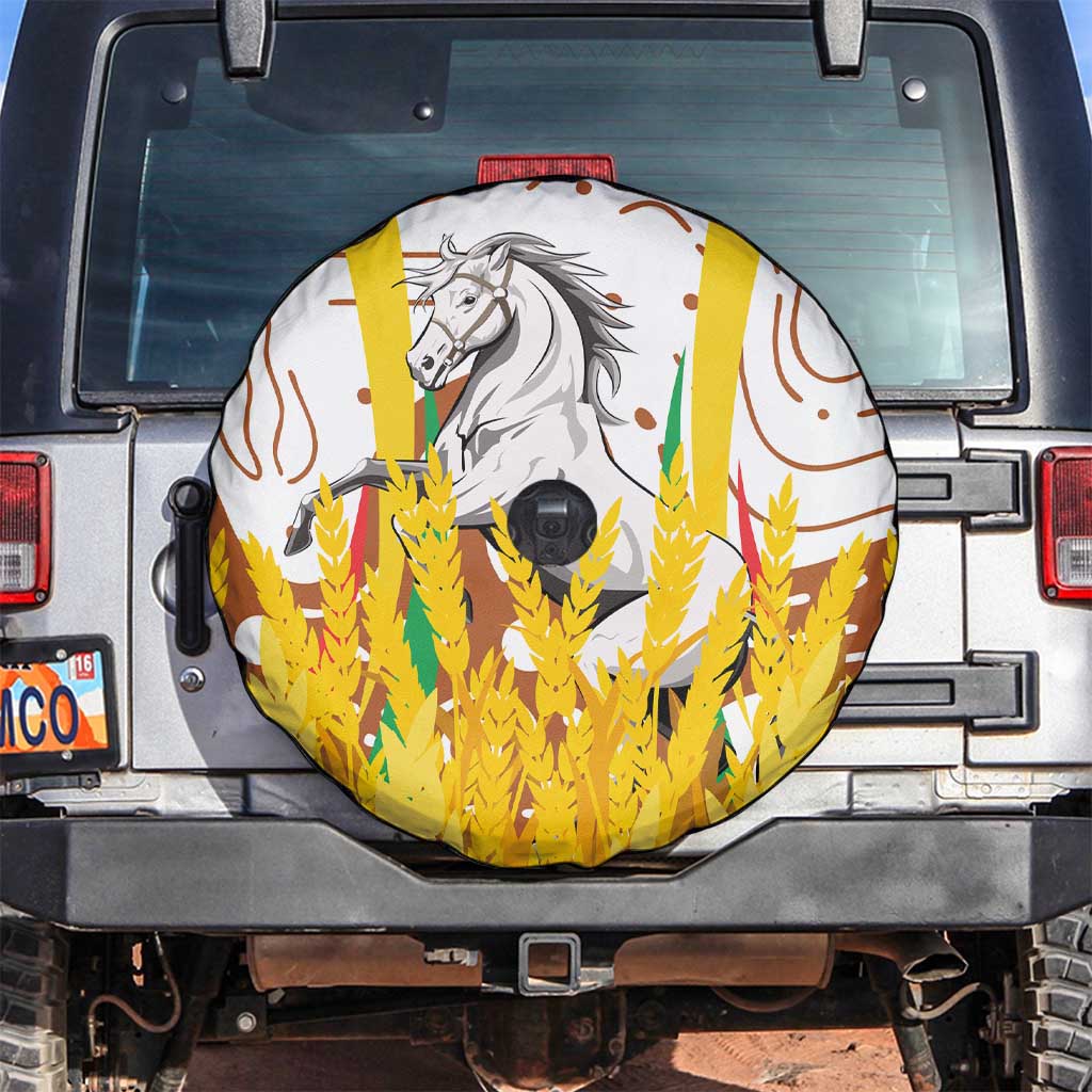 Burkina Faso Spare Tire Cover with Brown White Yellow Abstract Design - Wonder Print Shop