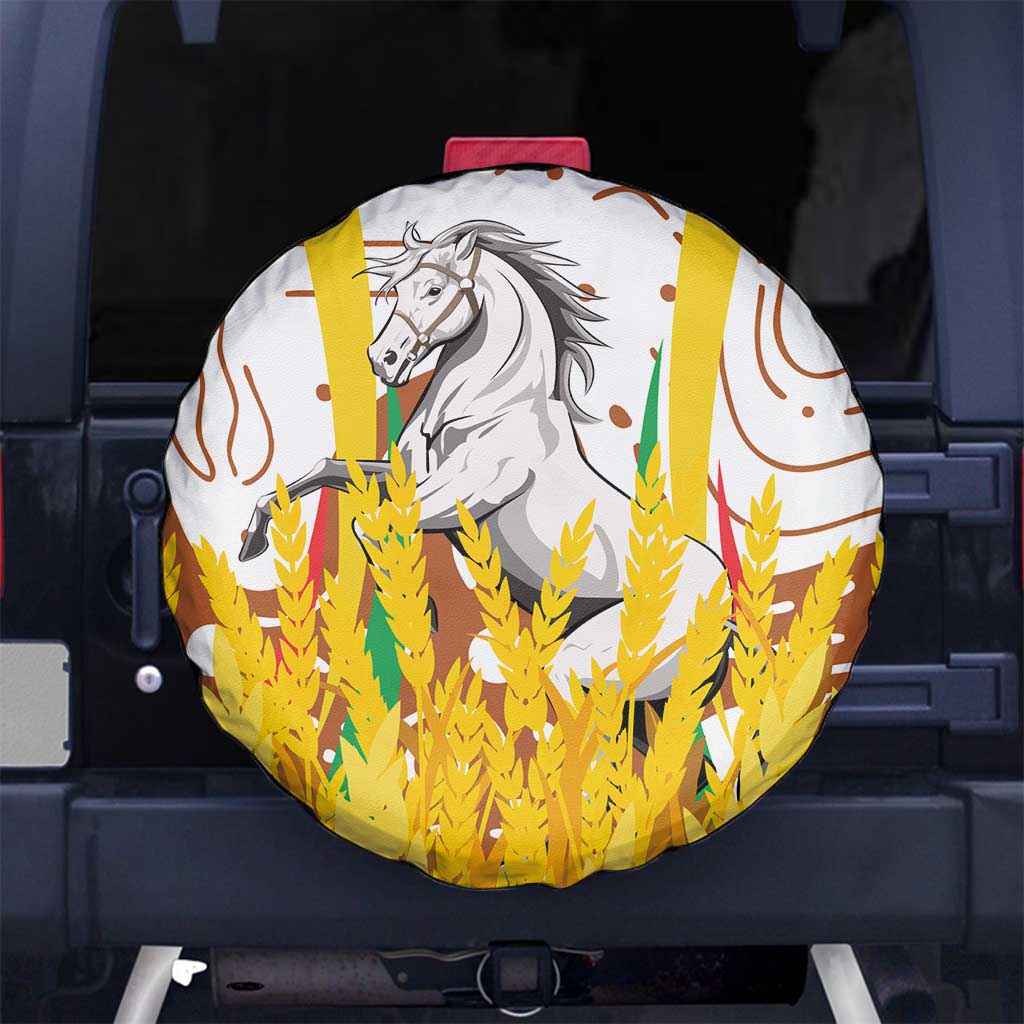 Burkina Faso Spare Tire Cover with Brown White Yellow Abstract Design - Wonder Print Shop