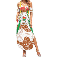 Burkina Faso Summer Maxi Dress with Brown White Yellow Abstract Design - Wonder Print Shop