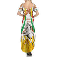 Burkina Faso Summer Maxi Dress with Brown White Yellow Abstract Design - Wonder Print Shop