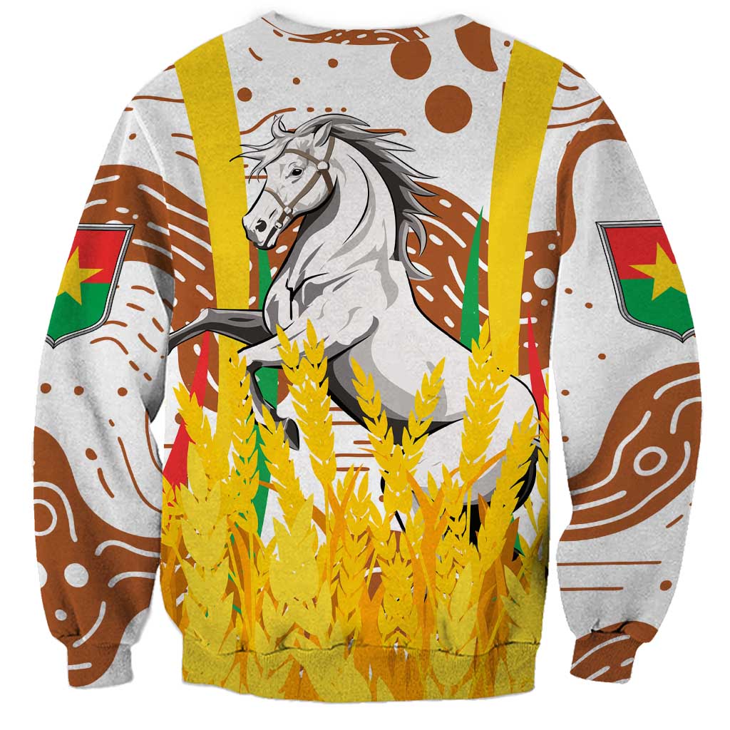 Burkina Faso Sweatshirt with Brown White Yellow Abstract Design - Wonder Print Shop