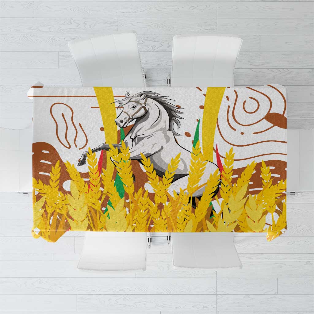 Burkina Faso Tablecloth with Brown White Yellow Abstract Design - Wonder Print Shop