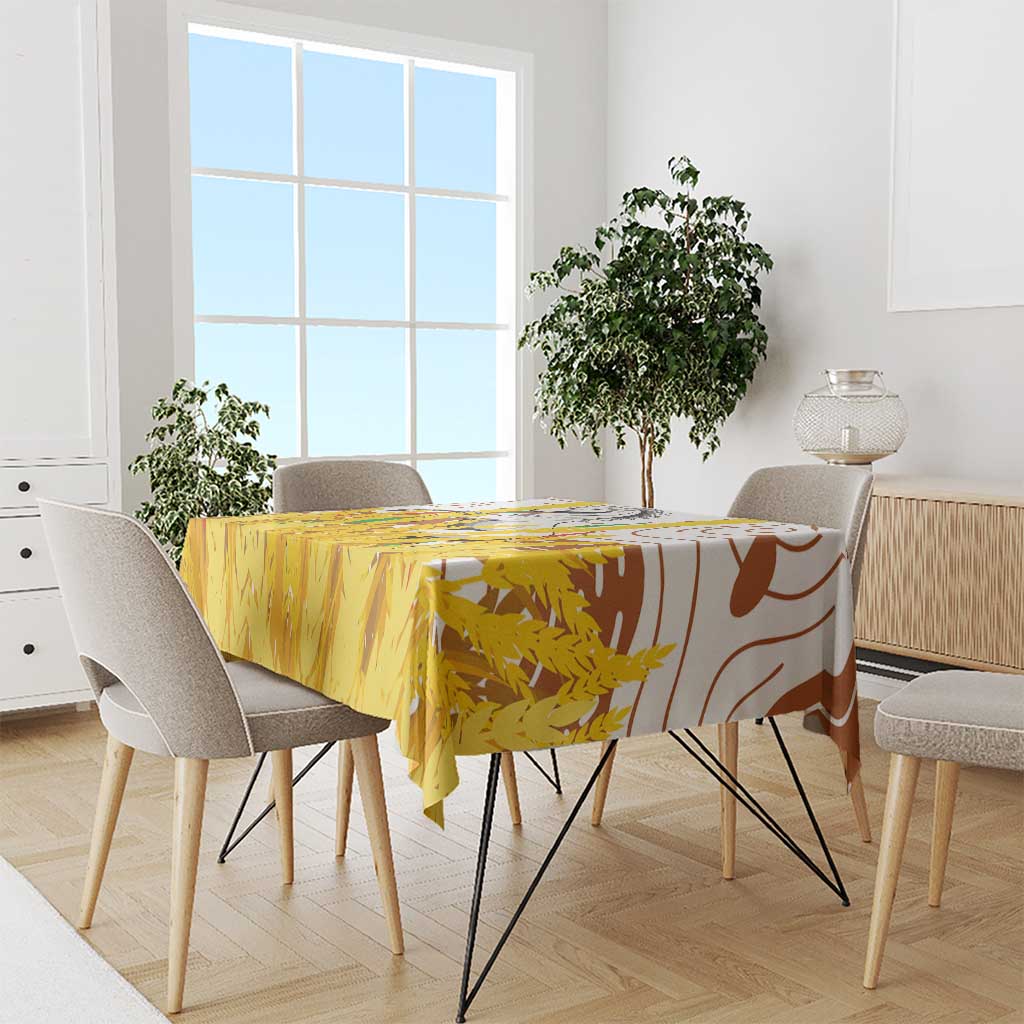 Burkina Faso Tablecloth with Brown White Yellow Abstract Design - Wonder Print Shop